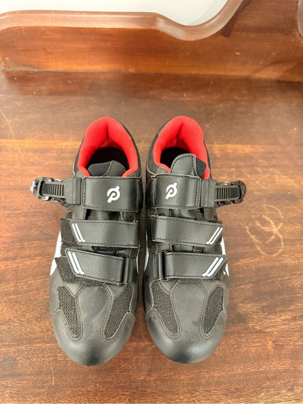 Peloton Women's Black Cycling Shoes with Red Lining